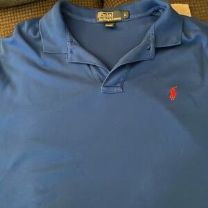 Royal blue polo large with red emblem 100% cotton